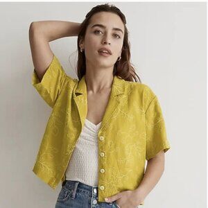 ACCEPTING ALL OFFERS! Madewell Embroidered Linen-Blend Resort Crop Shirt xl